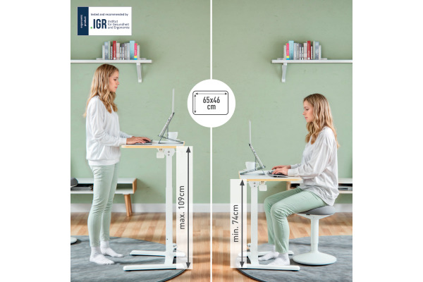 LEITZ Sitz-/Steh-Schreibtisch Ergo 65880001 Weiss, Höhenverstellbar