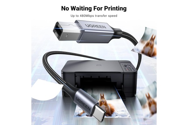 UGREEN Printer Cab. USB-C-USB-B 2.0 80807 2m,Black,BB