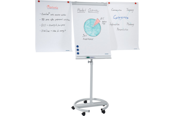 FRANKEN Flipchart ECO 68x105cm F2400/N hellgrau mobil