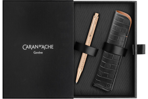 CARAN D'A Kugelschreiber Ecridor Damier 8902.567 roségold, mit Lederetui