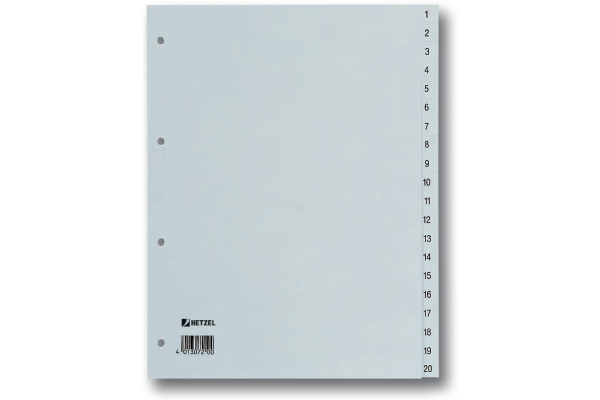 HETZEL Register PP A4 25271481 grau 1-20