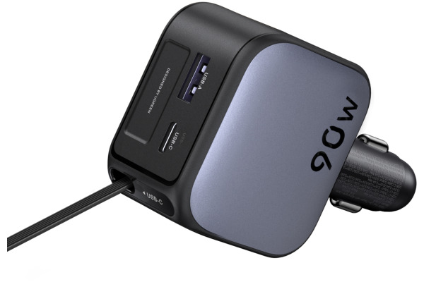 UGREEN Fast Car Charger 2-Port 90W 55909B Retractable Cable