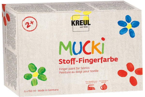 KREUL Stoff-Fingerfarbe Mucki KR-28420 assortiert 6x150ml