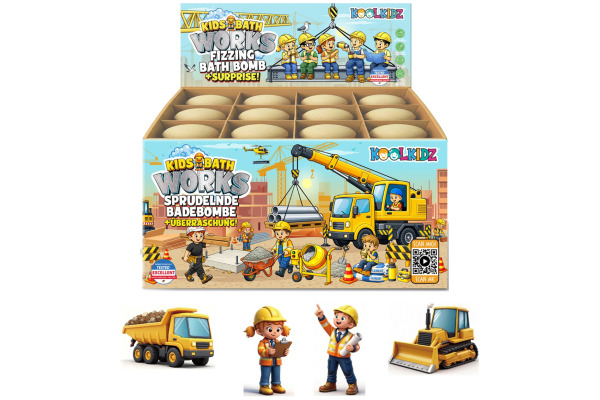 KOOLKIDZ Badebombe sprudelnd 3563758 4 assortiert, Baustelle