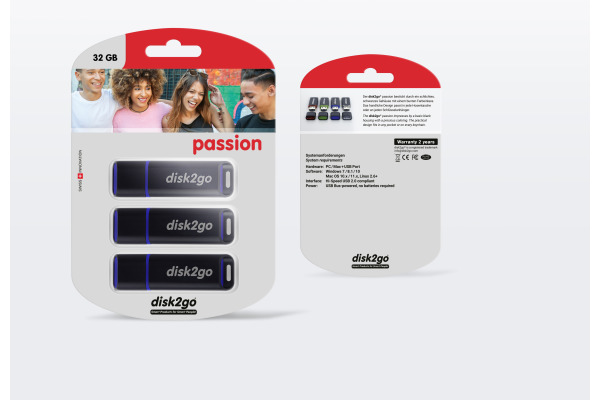 DISK2GO USB-Stick passion 32GB 30006500 USB 2.0 triple pack