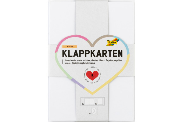 FOLIA Klappkarten A6 150500 220g, weiss 5 Stück