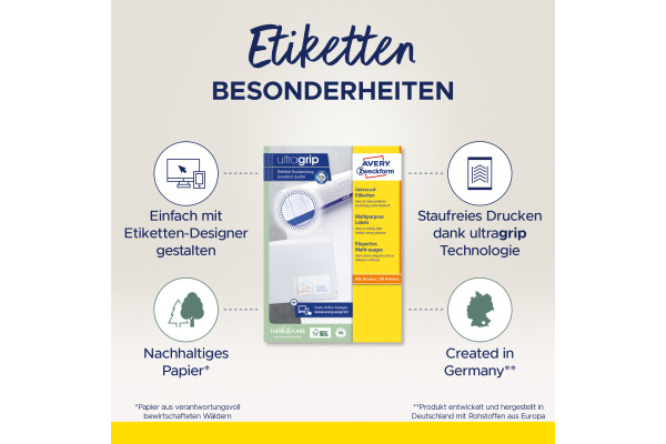 AVERY ZW. Universaletiketten 105x148mm 3483-200 weiss 880 Stk./200+20 Blatt