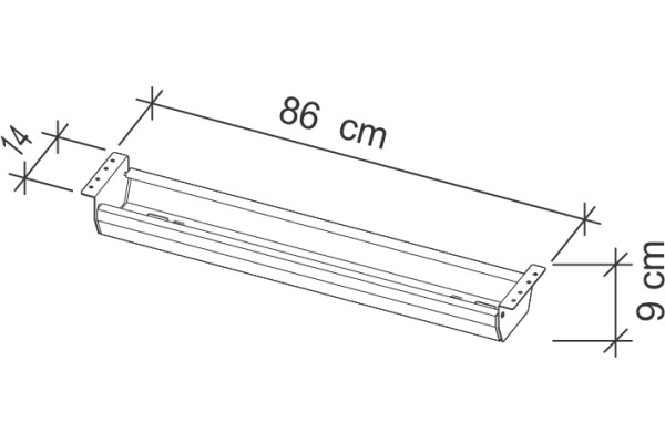 APOLLO Kabelwanne 86cm VKC12/S grau, für 120cm Tische