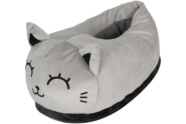 I-TOTAL Plüsch-Hausschuhe 30x19x18cm XL2845 Grey Cat