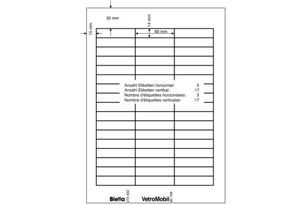 BIELLA Hängemappen-Etiketten 60x14mm 27393200U weiss 5 Blatt à 51 Stück