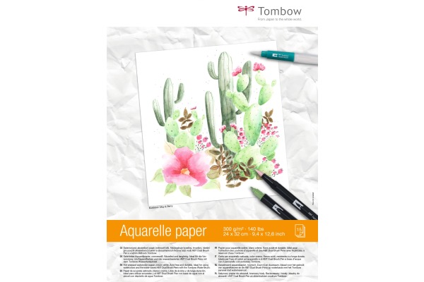 TOMBOW Aquarellblock 24x32mm PBAQUA 300g, 15 Blatt