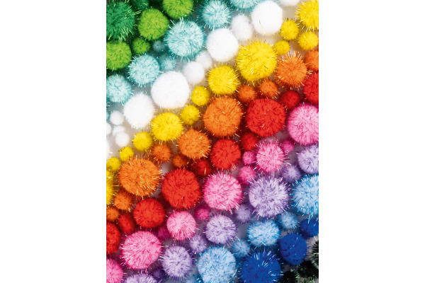 FOLIA Pompons Mix glitter 300g 50339 Jumbo Pack, 1.5-4cm