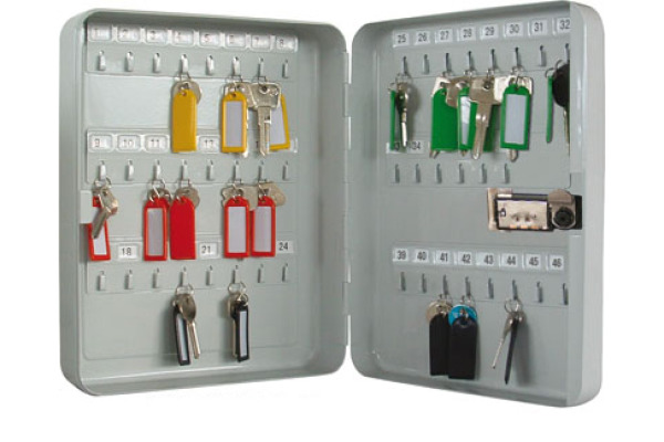 RIEFFEL Schlüsselkasten VT silber A19120 30×24×8cm 46 Haken
