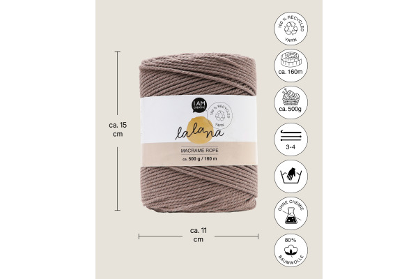 I AM CREA Macrame Rope 6203.04 coffee 2mm, 500g