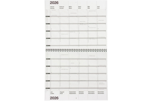 BIELLA 10-Jahreskalender Wire-O 2026 878310000 1J/2S grau DE/FR 30x24cm