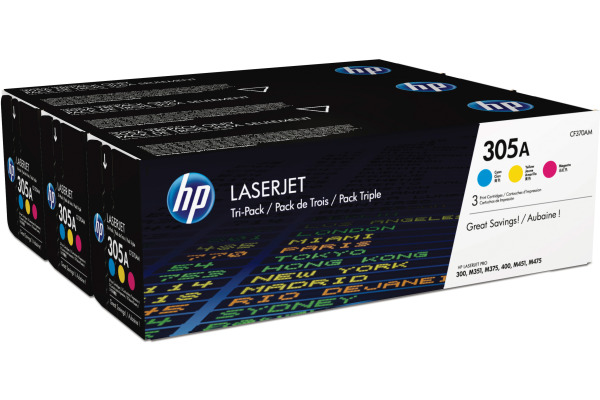 HP Toner Tri-Pack 305A CMY CF370AM LJ Pro Color M375 2600 Seiten