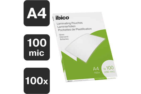 IBICO Laminiertasche A4 627317 glanz, 100my 100 Stk