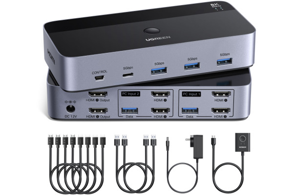 UGREEN HDMI KVM Switch 2 In 2 Out 85100 Dual Monitor,BB