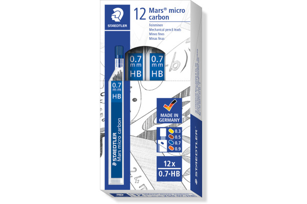 STAEDTLER Feinmine MARS MICRO HB 0,7mm 250 07-HB tiefschwarz 12 Stück
