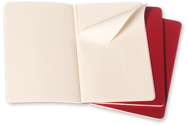 MOLESKINE Notizheft Cahier A5 101-4 liniert, rot 3 Stück