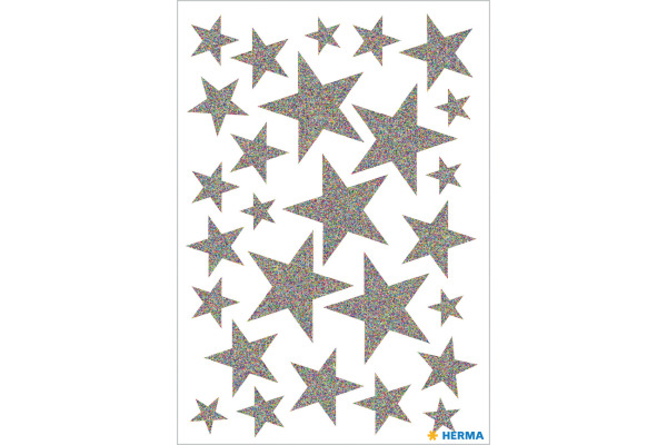 HERMA Sticker Sterne 15128 silber 27 Stück /1 Blatt