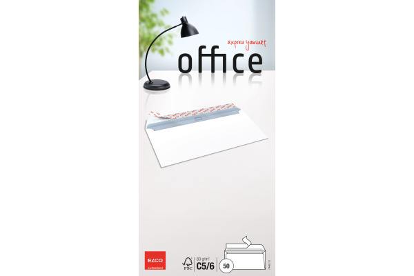 ELCO Couvert ohne Fenster C5/6 74463.12 80g, hochweiss, Kleber 50 Stk.
