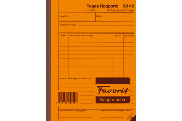 FAVORIT Tages-Rapport D A5 9186 weiss/weiss 50x2 Blatt