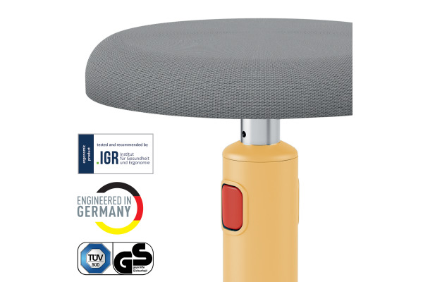 LEITZ Sitz/- Stehhocker Cosy 6518-0019 gelb Sitzhöhe 46-79cm