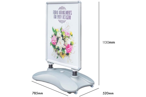 DEFLECTO Kundenstopper Outdoor A1 PPA100S silber 78.5x113cm