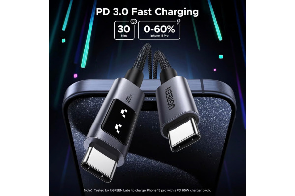UGREEN Uno Fast ChargingCable 100W 35512 5A,Uno USB-C-USB-C,PD,Bl. 2m