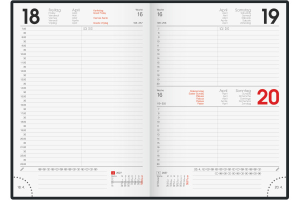BRUNNEN Buchkalender 2027 79561037 1T/1S blau ML A5