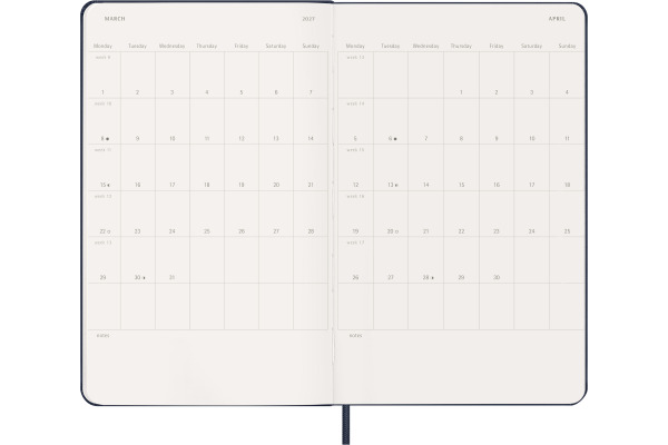 MOLESKINE Agenda Classic Large 2027 DHB2012WN 1W/1S saphir HC 13x21cm