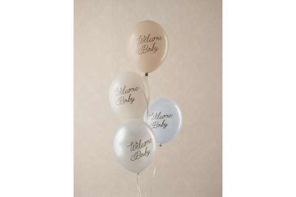 PARTYDECO Ballons 30cm SB14P-342 Welcome Baby, blau 6 Stück