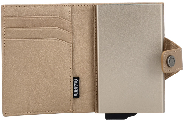VALENTA Card Case Plus Wallet Luxe 589543 Metallic Sand