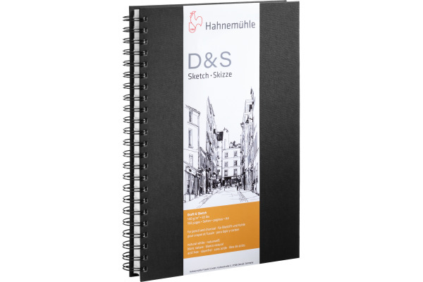 HAHNEMÜHL Spiralskizzenbuch D&S A4 hoch 10628272 schwarz 80 Blatt
