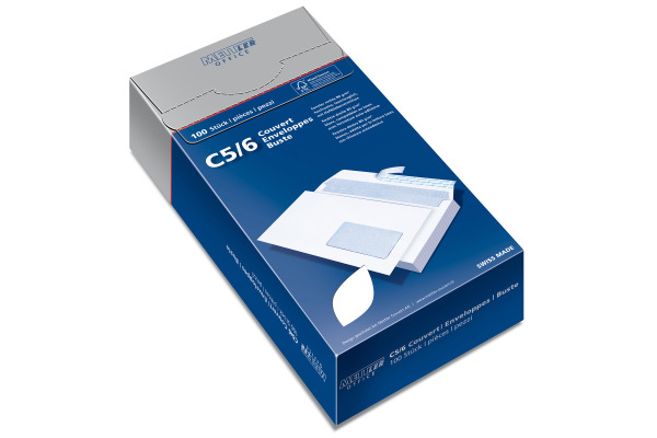METTLER Couvert Fenster rechts C5/6 7064-80 80g hochweiss, Kleber 100 Stk.