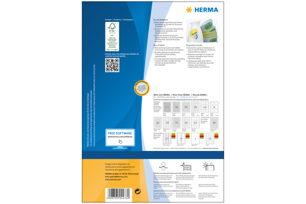 HERMA Etiketten SPECIAL 40x40mm 4476 weiss,non-perm. 2400St./100Bl.