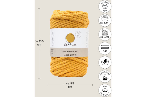 I AM CREA Macrame Rope 6205.1 mustard, 5mm, 330g