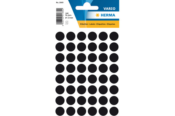 HERMA Markierungspunkte 13mm 1869 schwarz 240 Stück
