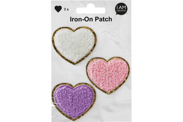 I AM CREA Iron-On Patch 1214.18 Herz 3 Stück