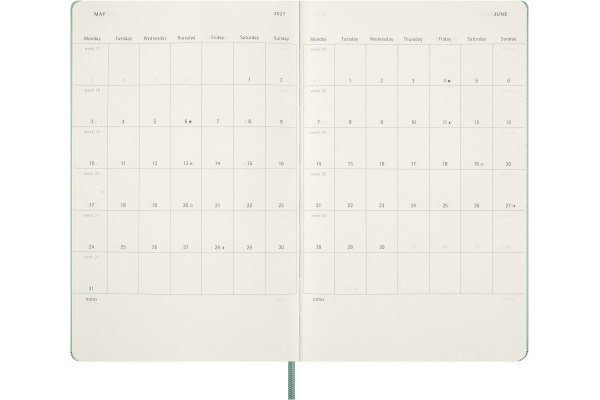 MOLESKINE Agenda Classic Large 2027 999279165 1W/1S salbeigrün HC 13x21cm