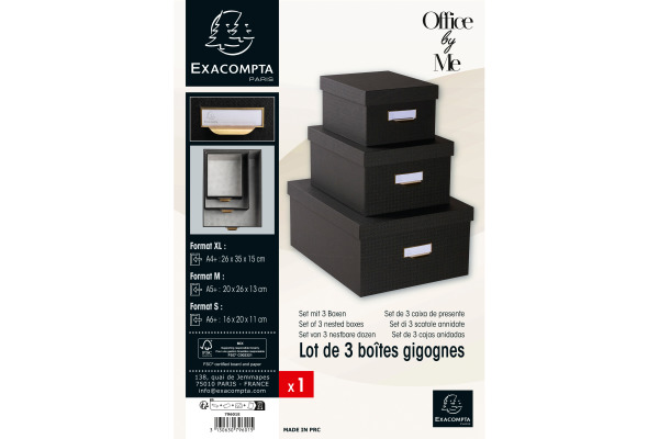 EXACOMPTA Ablagebox OfficeByMe 79601E schwarz 3er-Set