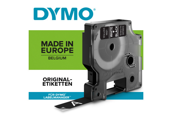 DYMO Schriftband D1 weiss/schwarz S0720610 Polyester, ablösbar 12mm/7m
