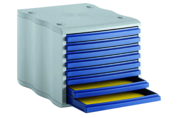 STYRO Schubladenbox styrowave 248-8550 grau/blau 8 Schubladen