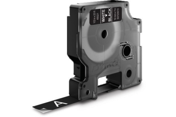 DYMO Schriftband D1 weiss/schwarz S0720610 Polyester, ablösbar 12mm/7m
