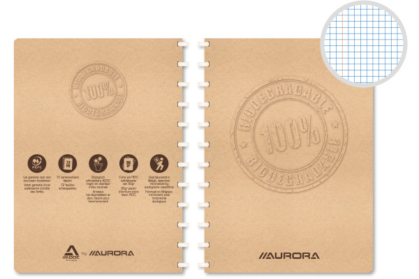 ADOC Spiralbuch BIO A4 6055.150 braun, kariert 72 Blatt